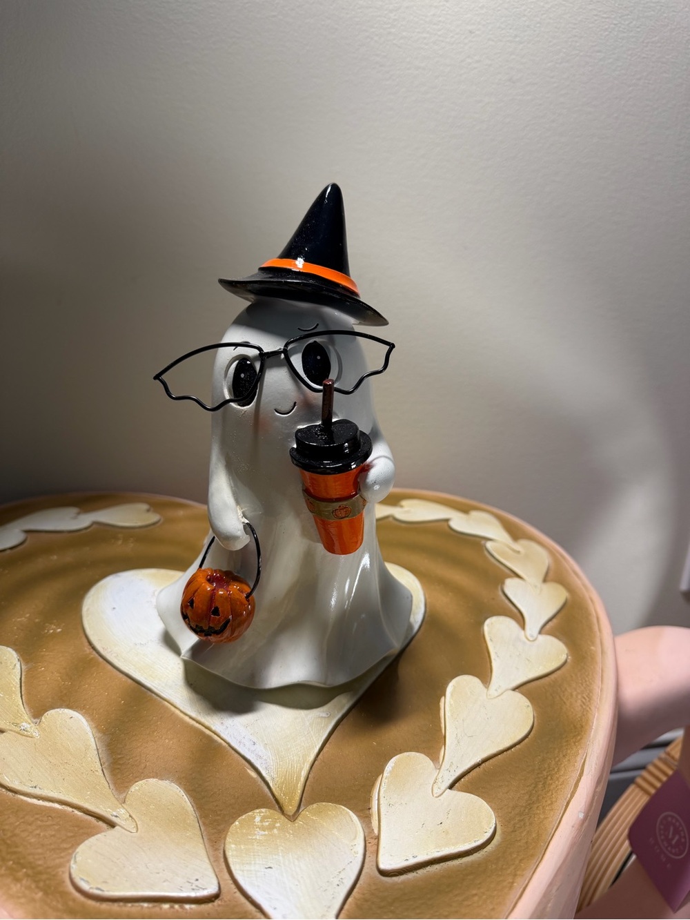 2025 Resin Halloween Ghost Witch with Crooked Glasses & Coffee
